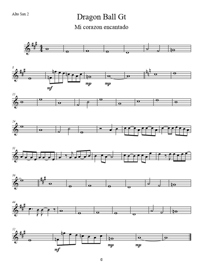 Dragon Ball GT - Alto Sax 2 | PDF