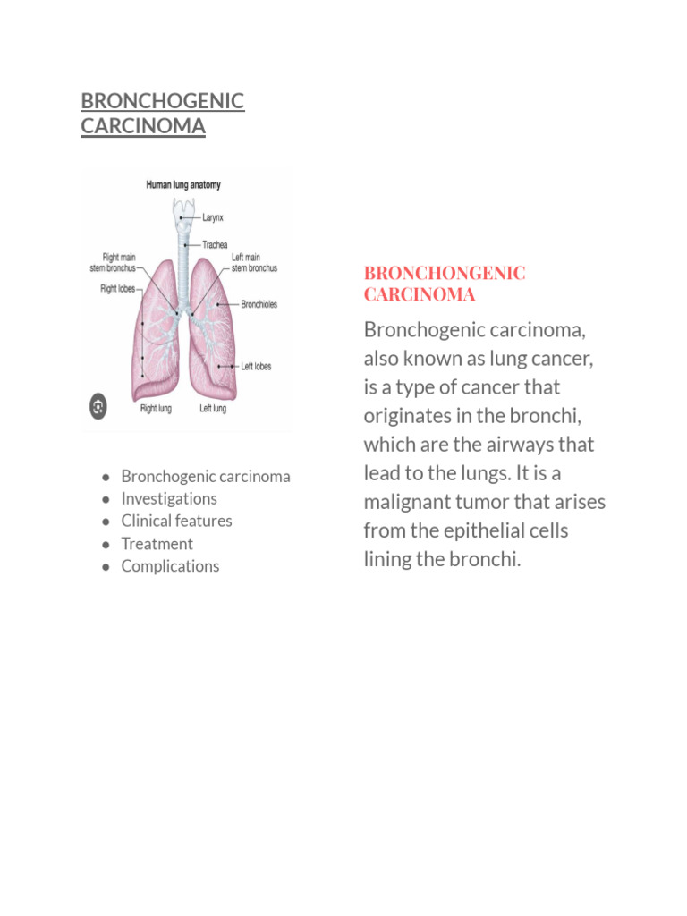 Bronchongenic Carcinoma | PDF | Lung Cancer | Cancer