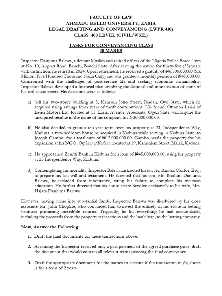 2025 Conveyancing Task | PDF | Private Law | Common Law