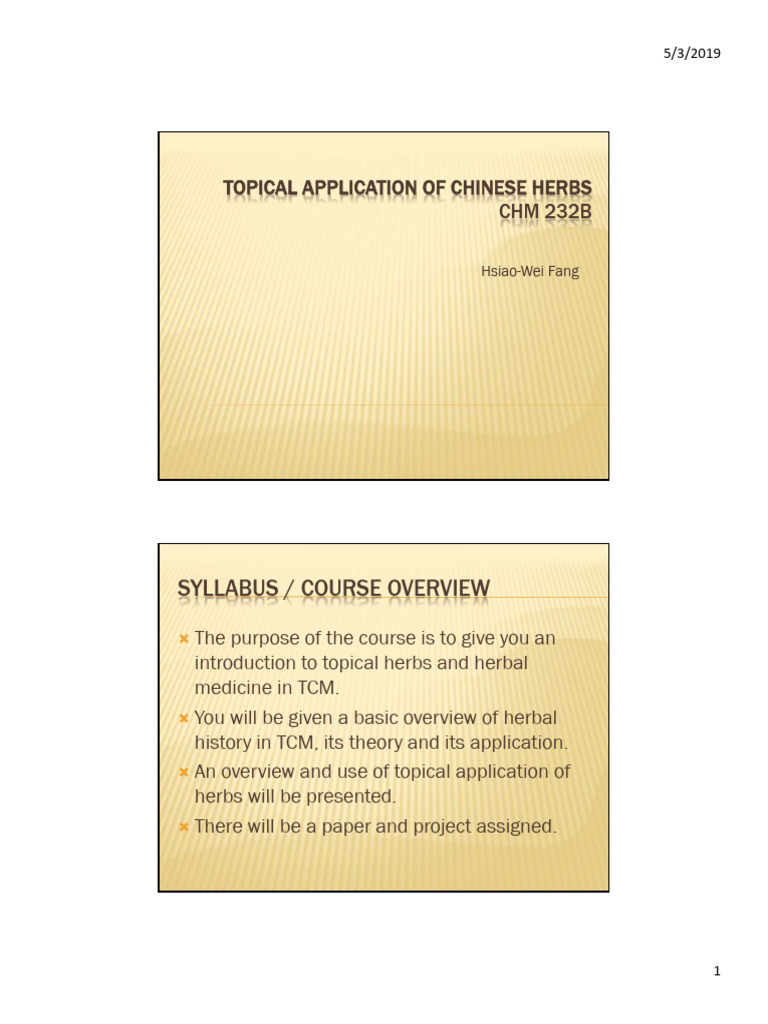 Topical Application of Chinese Herbs | PDF | Traditional Chinese ...