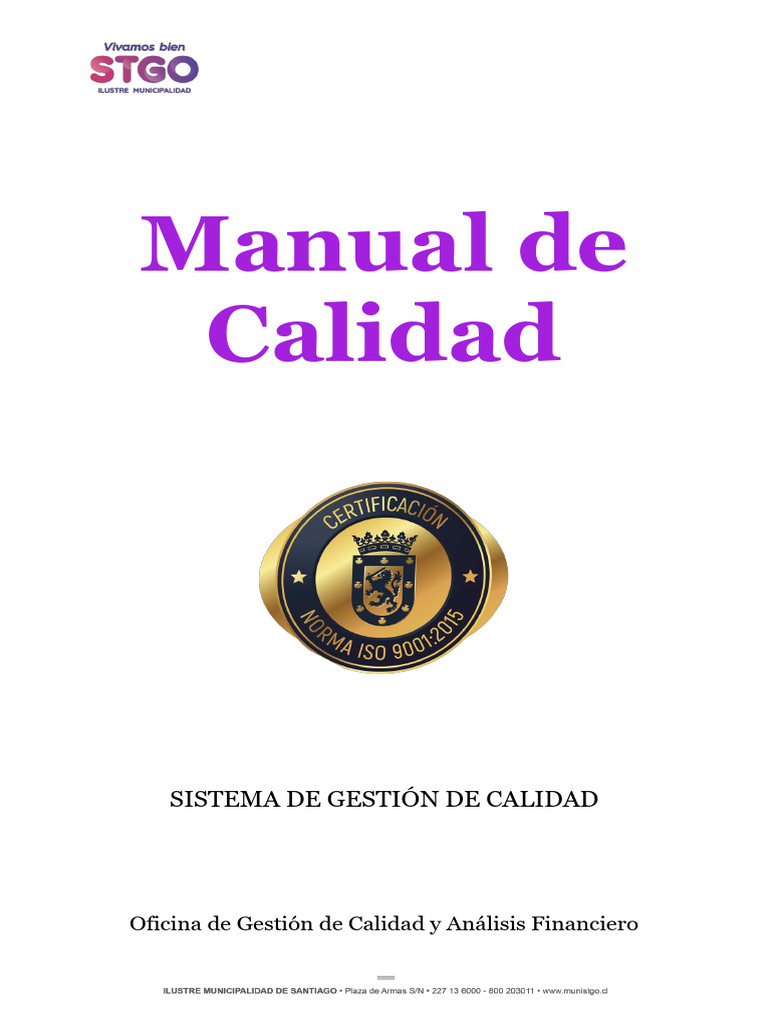 Manual de Calidad ISO 9001 Municipalidad | PDF | Sistema de manejo de ...