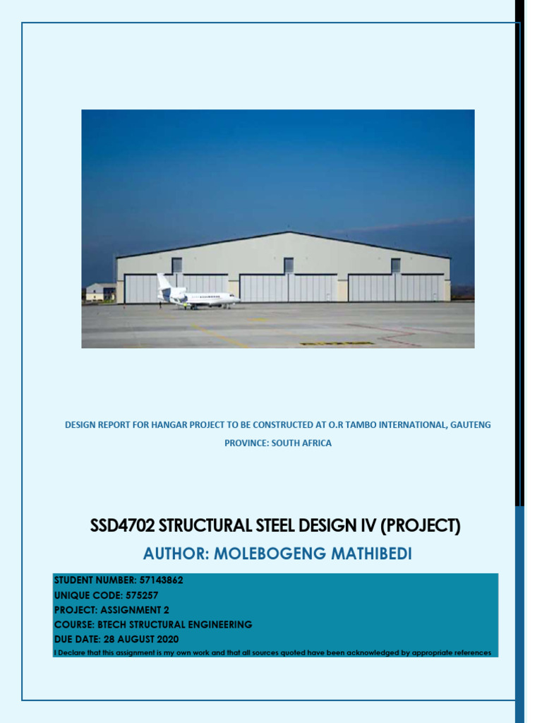 Hangar Design Report for O.R. Tambo Airport | PDF | Door | Elevator