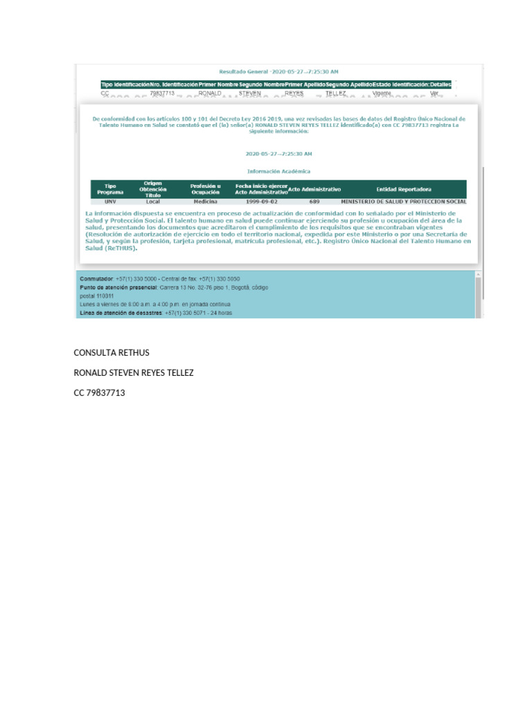 Consulta Rethus | PDF