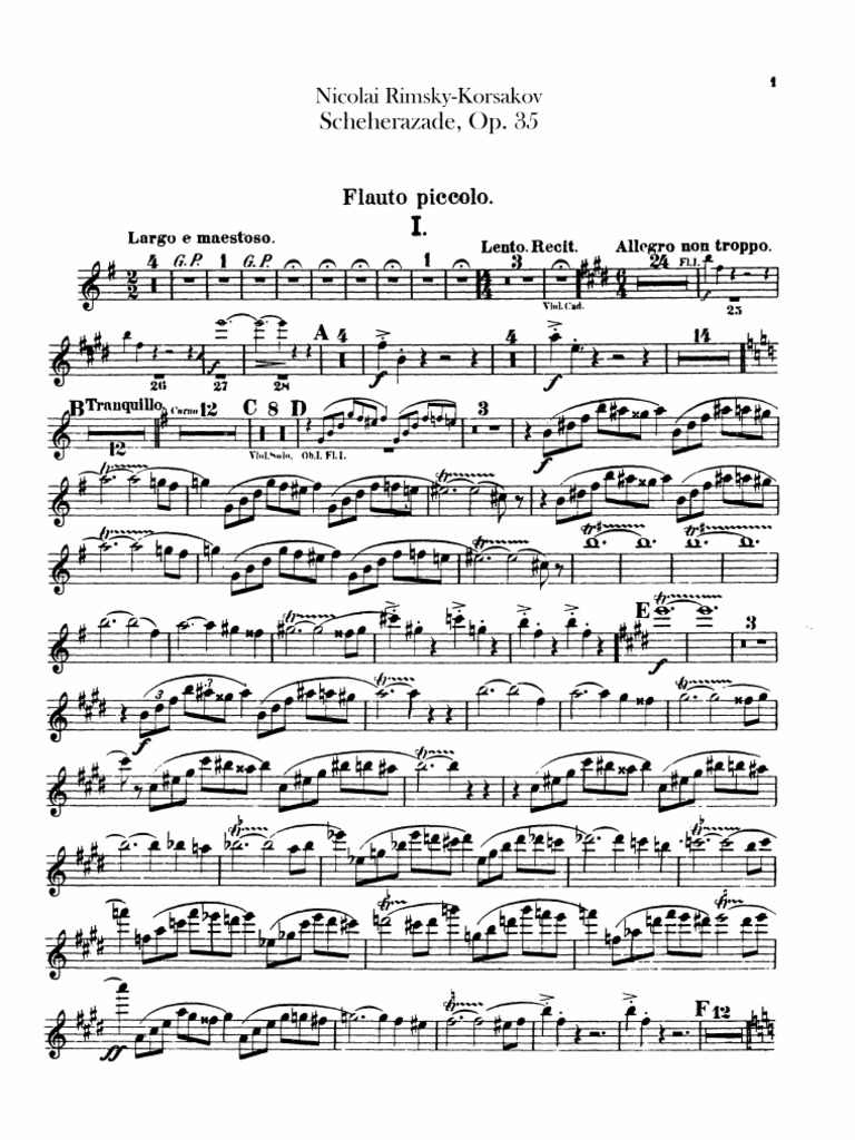 Rimsky-Korsakov - Scheherazade Op35 (Piccolo Part) | PDF