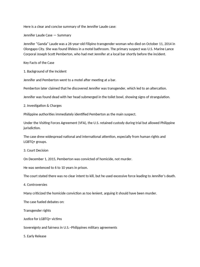 Jennifer Laude Case Summary and Impact | PDF