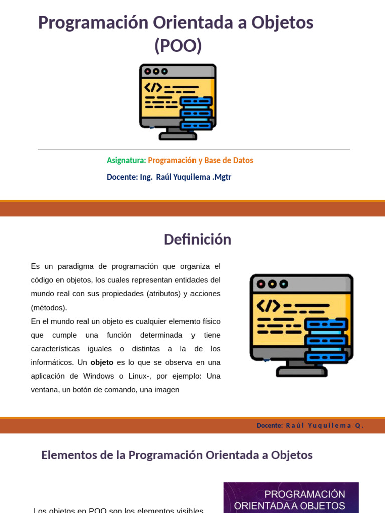 Programación Orientada A Objetos (POO) : Asignatura | PDF | Objeto ...