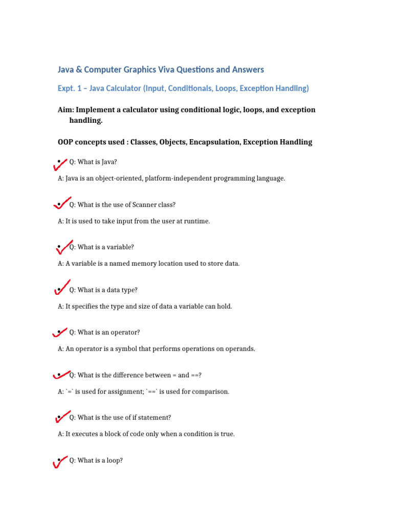 Java and Graphics Viva QA[1] | PDF | Inheritance (Object Oriented ...
