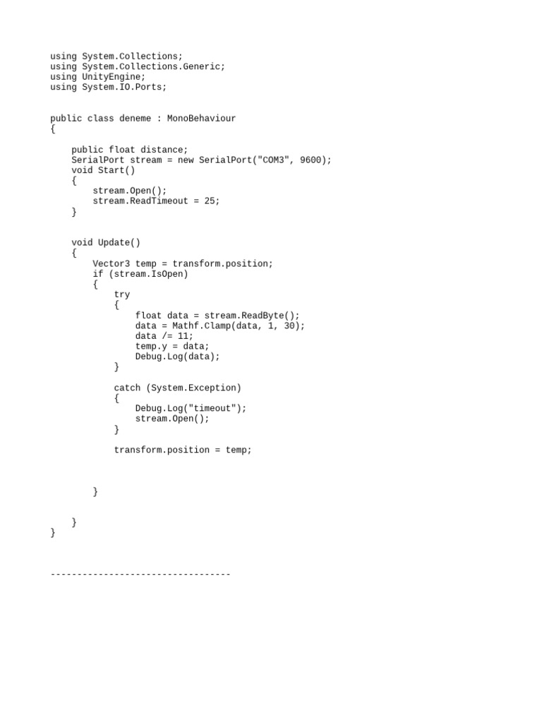 Unity Serial Port Data Handling | PDF