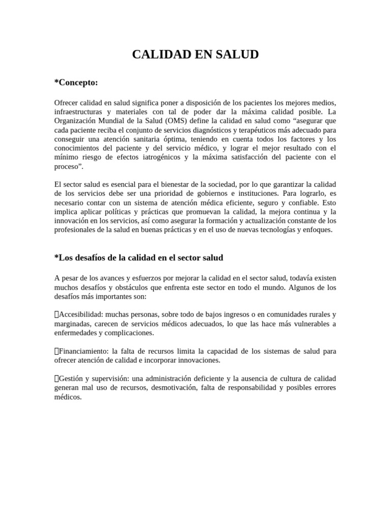 Mejora de la Calidad en Salud y Enfermería | PDF | Calidad (comercial ...