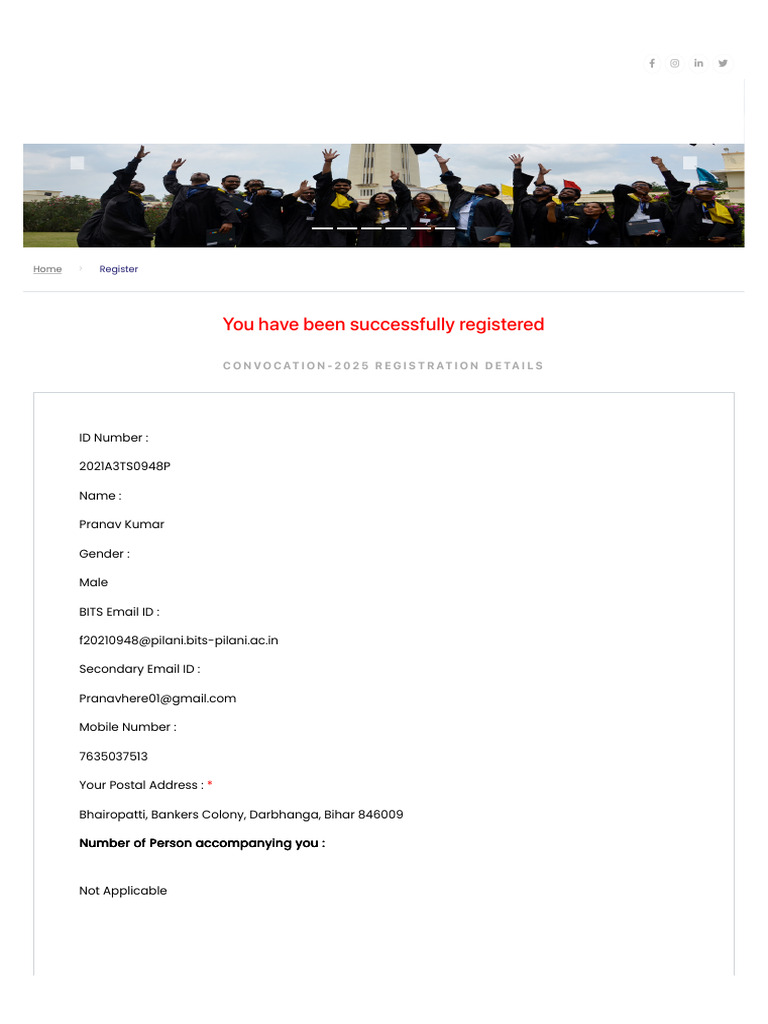 Convocation 2025 Registration Details | PDF