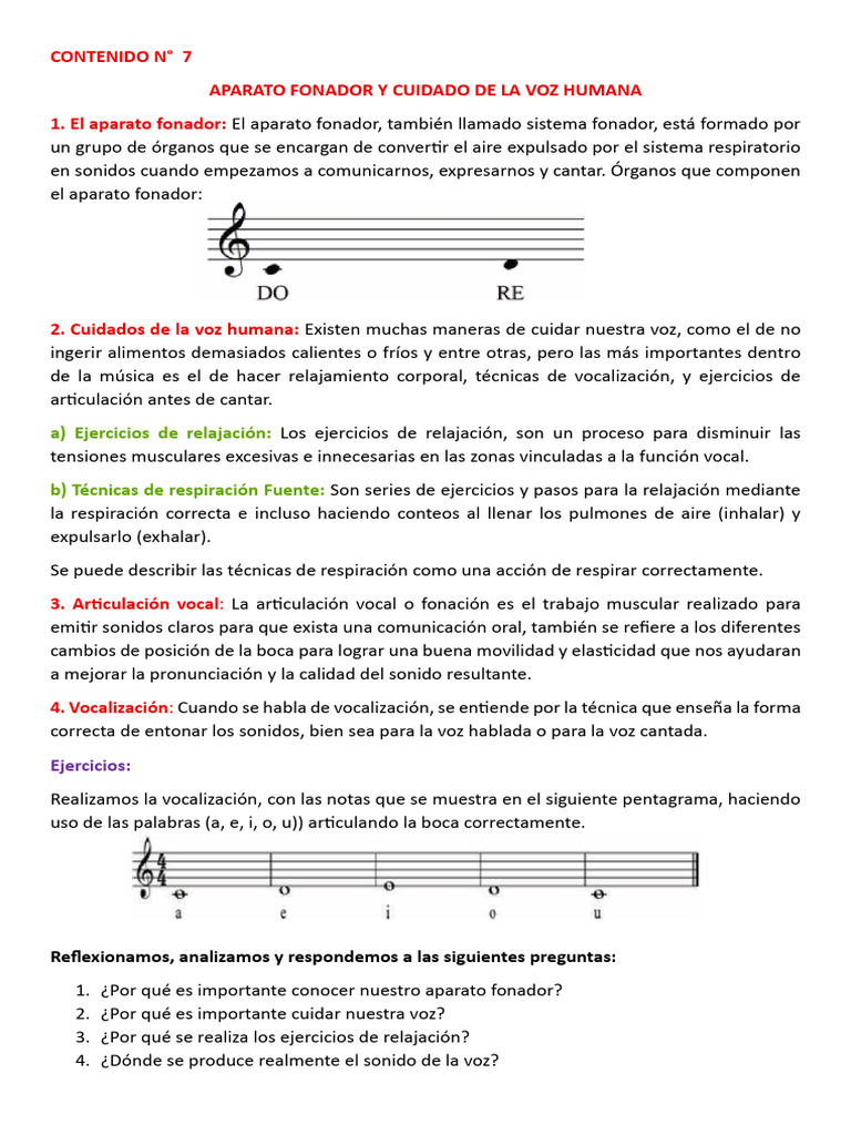 1 a - Aparato Fonador y Cuidado de La Voz Humana | PDF