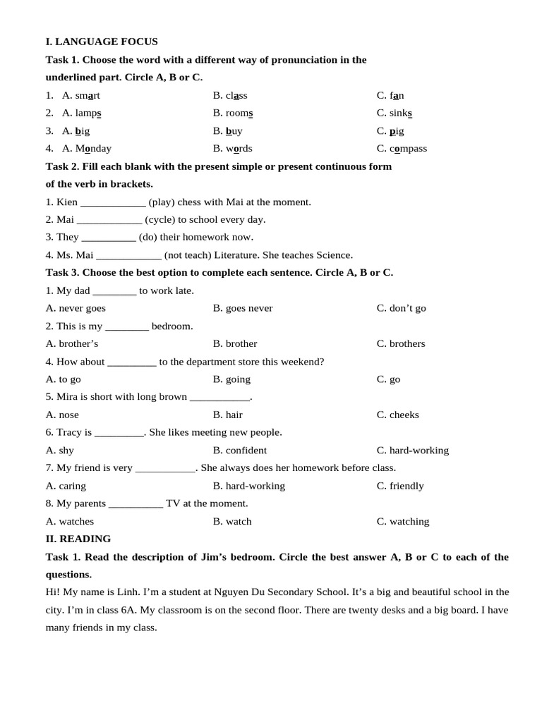 English Language Practice Exercises | PDF | Room | Classroom