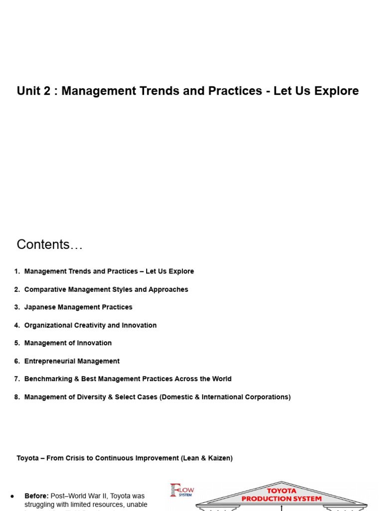 Management Trends and Practices Overview | PDF | Lean Manufacturing ...