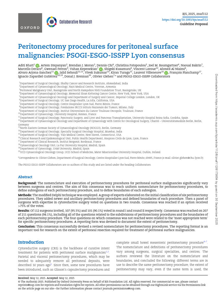 Procedimientos de Peritonectomía para Neoplasias Malignas de La ...