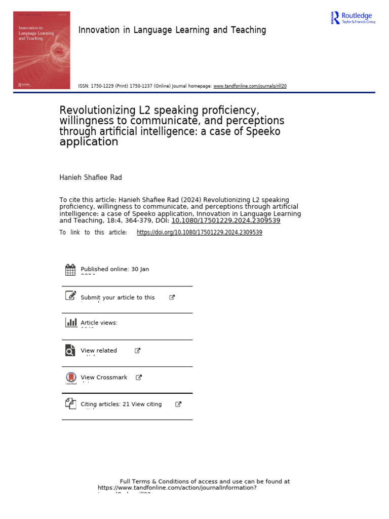 AI Enhancements in L2 Speaking Proficiency | PDF | Second Language ...