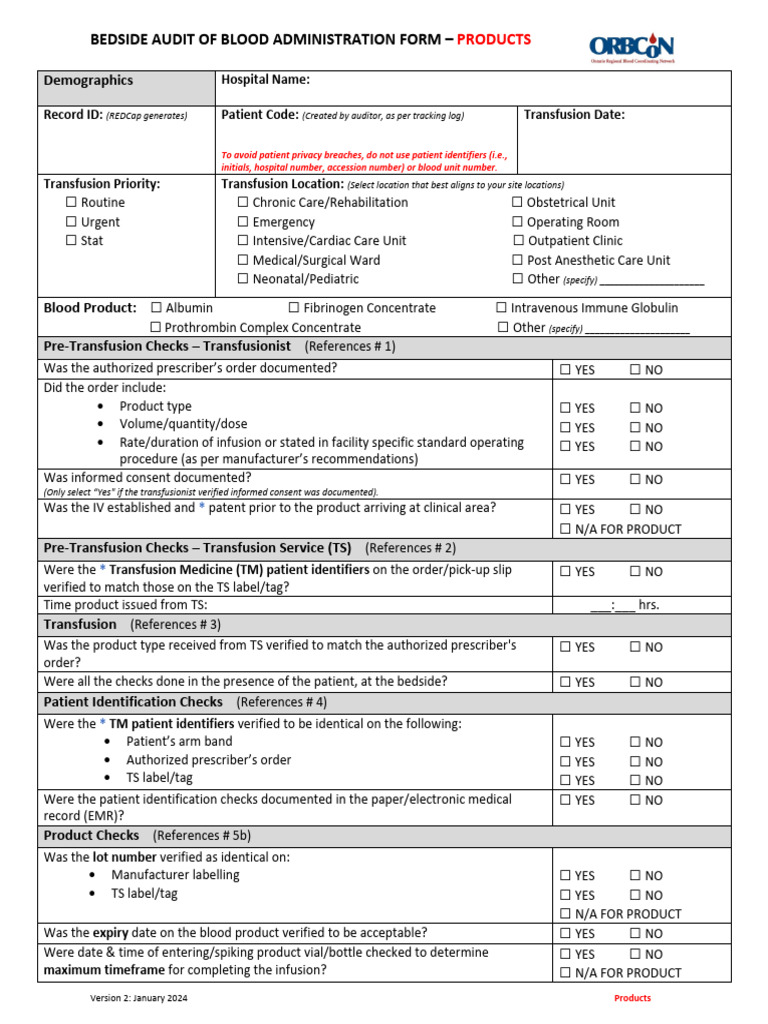 BABA Form Products | PDF | Intravenous Therapy | Blood Transfusion