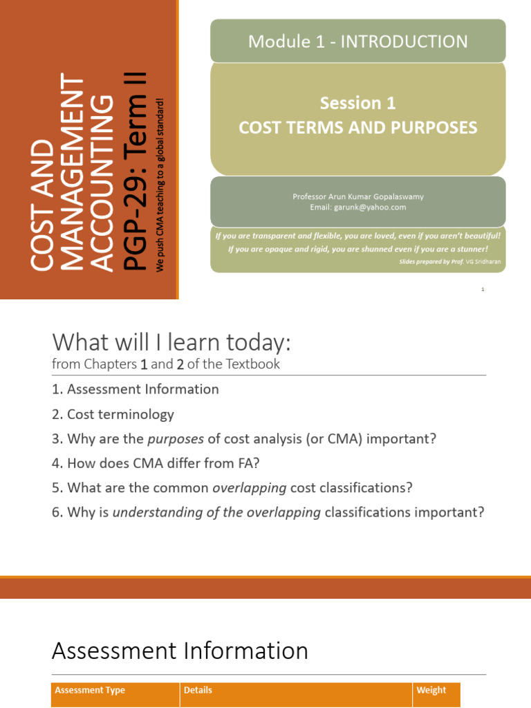 Cost and Management Accounting Overview | PDF | Opportunity Cost ...