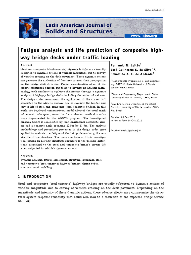 Fatigue Analysis of Composite Highway Bridges | PDF | Fatigue (Material ...