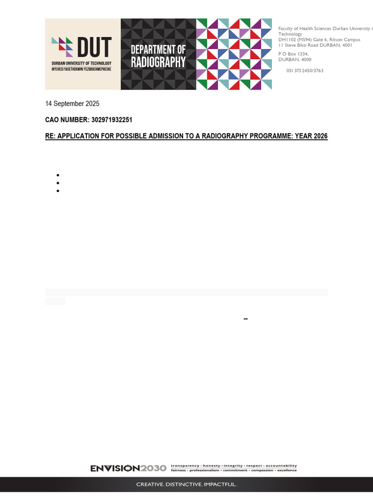 Department of Radiography Assessment Invitation | PDF