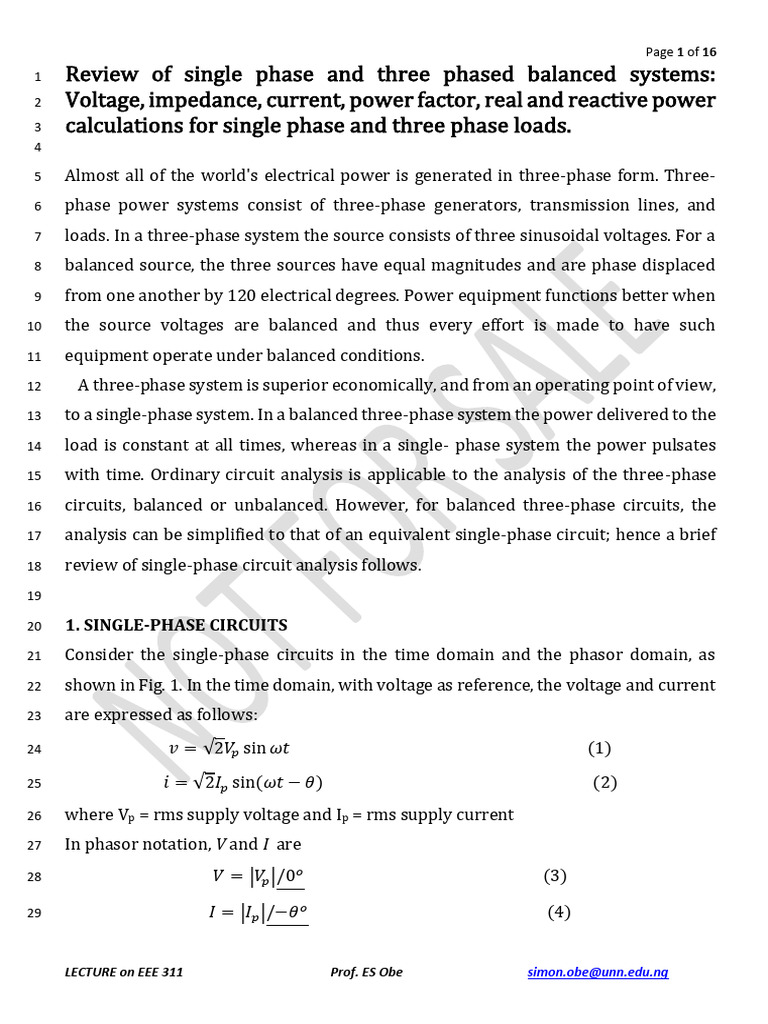Three-Phase Power System Analysis | PDF | Ac Power | Electric Power