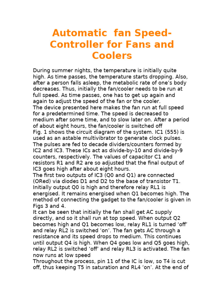Automatic Fan Speed Controller Design | PDF | Electric Power ...