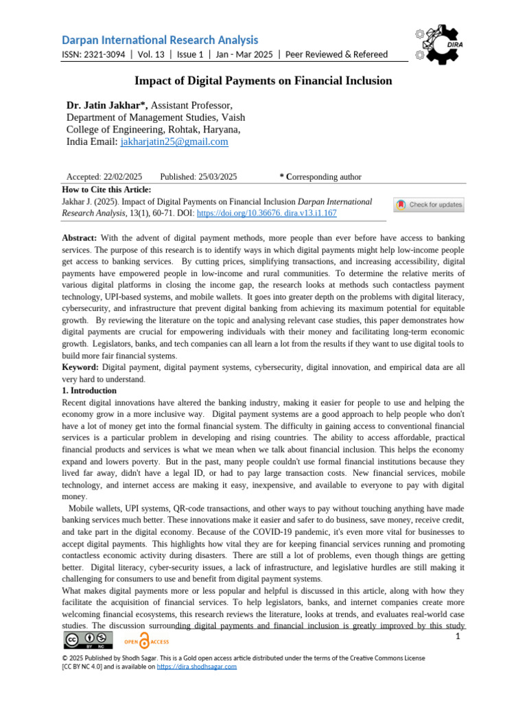 Digital Payments and Financial Inclusion | PDF | Qualitative Research ...