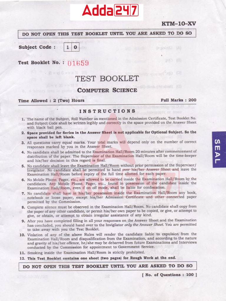 Computer Science Exam Guidelines 2015 | PDF