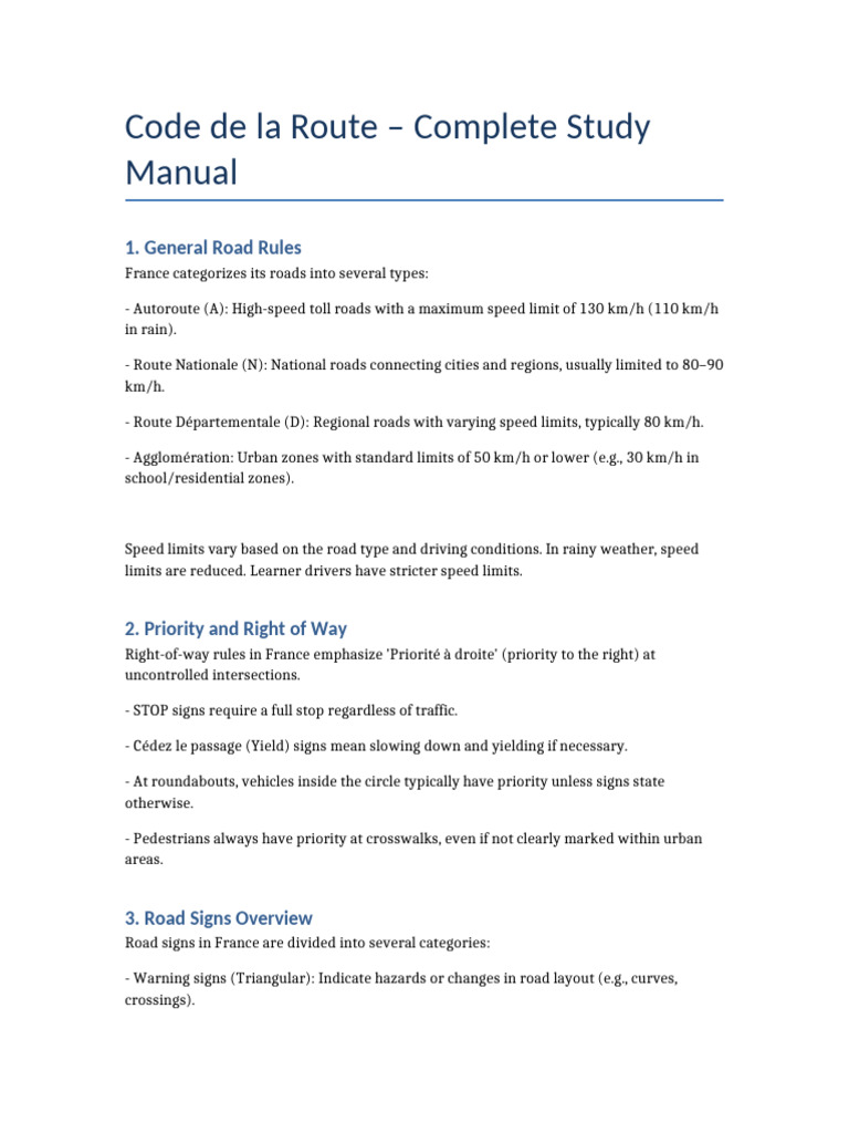 French Road Code: Complete Guide | PDF | Traffic | Speed Limit