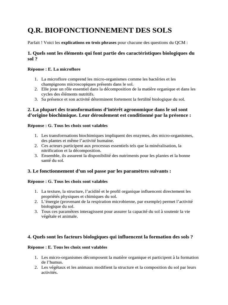 Biofonctionnement et fertilité des sols | PDF | Sol (pédologie ...
