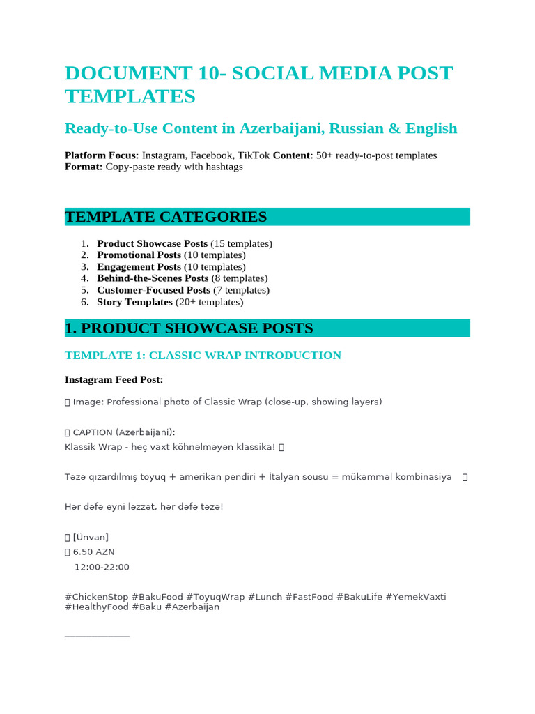 010 - Doc.10 - Social Media Post Templates | PDF