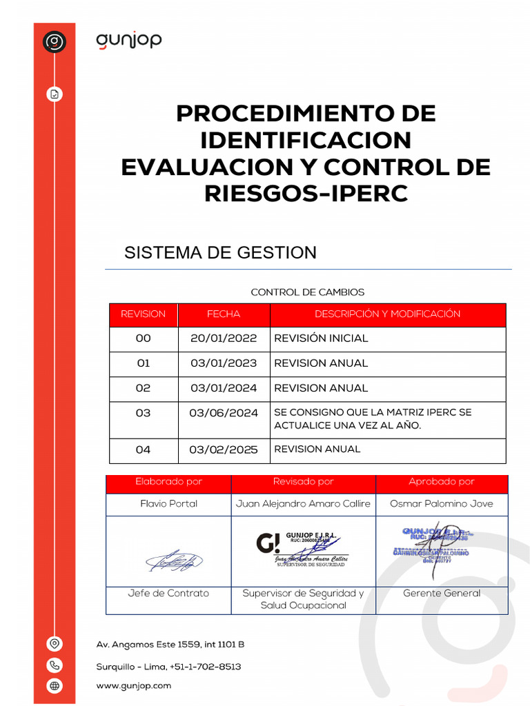 Control de Riesgos: IPERC y Evaluación | PDF