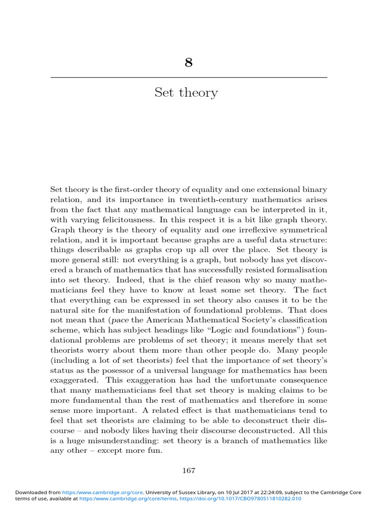 Understanding Set Theory Fundamentals | PDF | Set (Mathematics) | Paradox