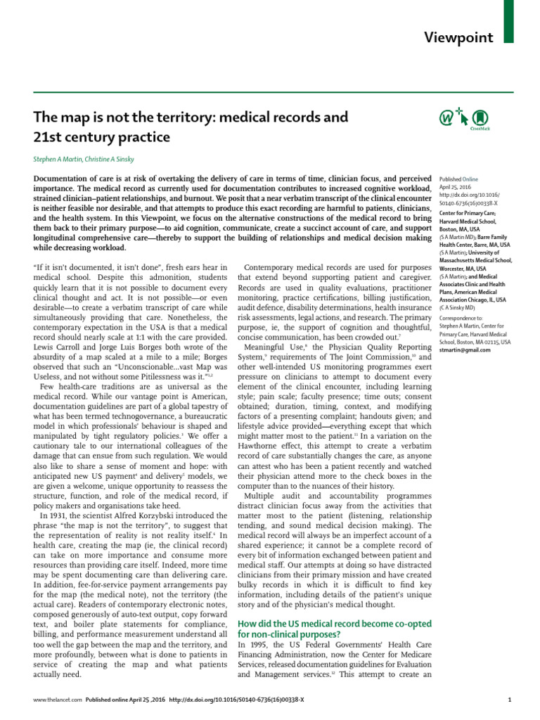 Martin y Sinsky | PDF | Electronic Health Record | Medical Record