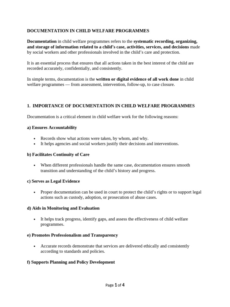 Child Welfare Documentation Guide | PDF | Child Protection | Social Work