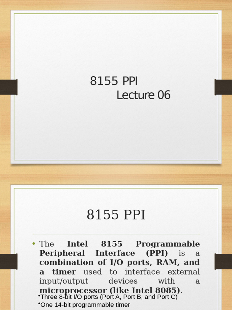 Lecture 06 8155 PPI | PDF | Input/Output | Personal Computers