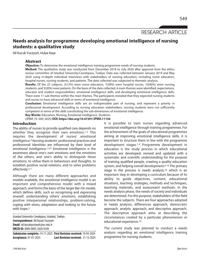 Needs Analysis for Program Developing Emotional In | PDF | Empathy ...