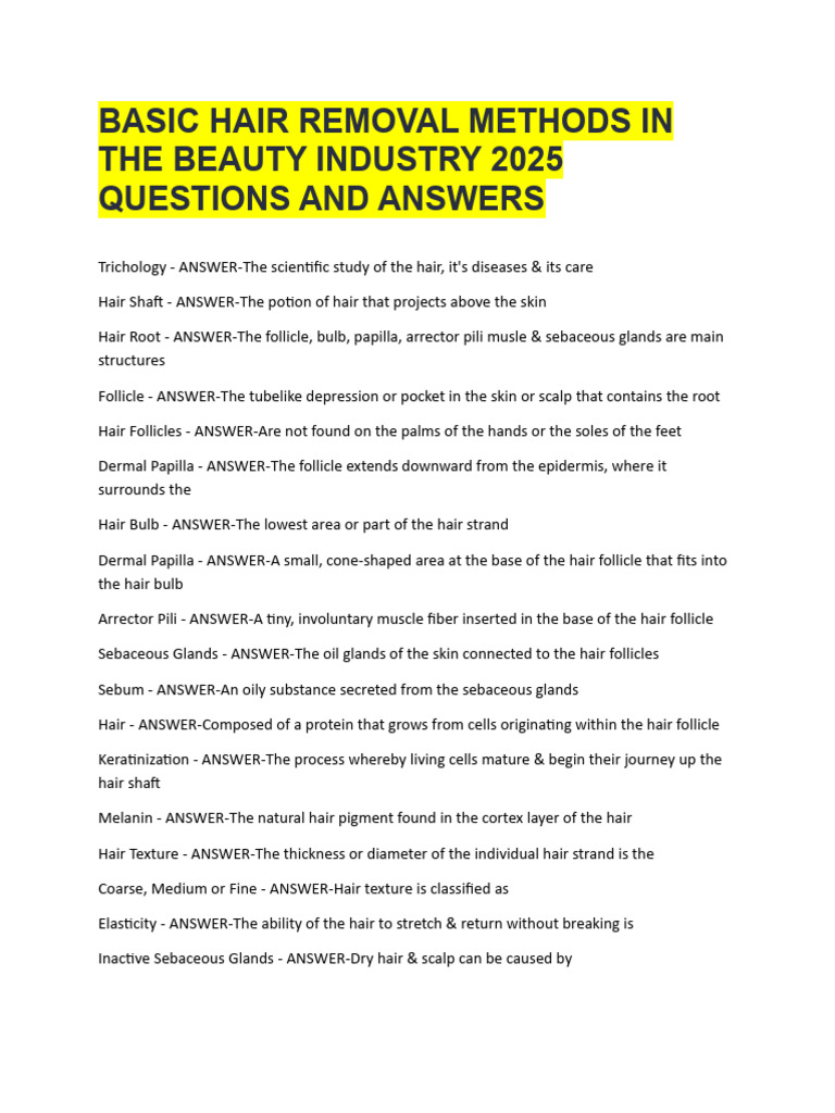 Basic Hair Removal Methods in The Beauty Industry 2025 Questions and ...