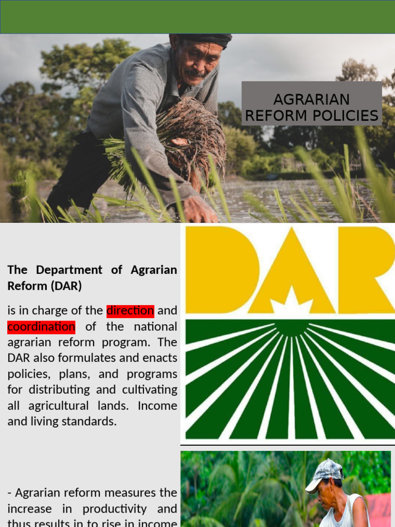 Agrarian Reform Policies Overview | PDF | Economies