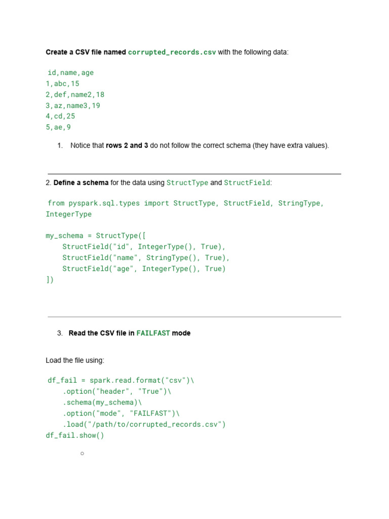 Handling Corrupted CSV Records in Spark | PDF | Comma Separated Values ...