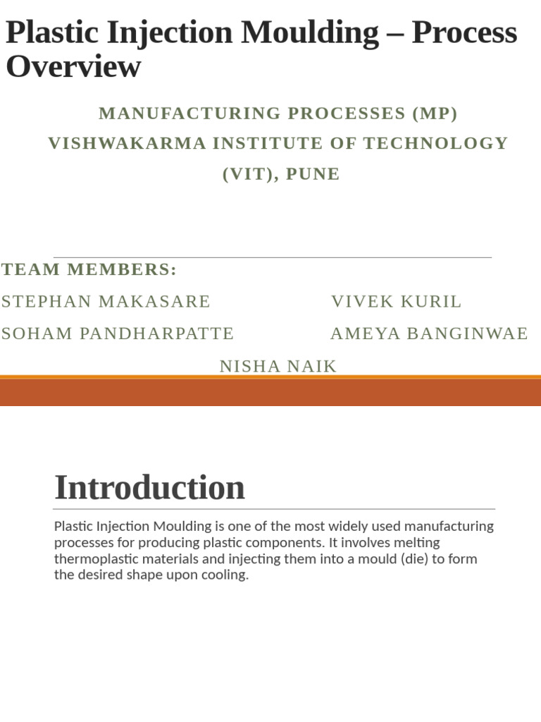 Plastic Injection Moulding VIT Team | PDF