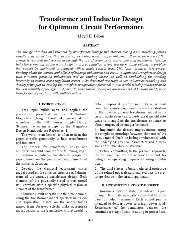 Slup205 Transformer and Inductor Design PDF Inductance Transformer