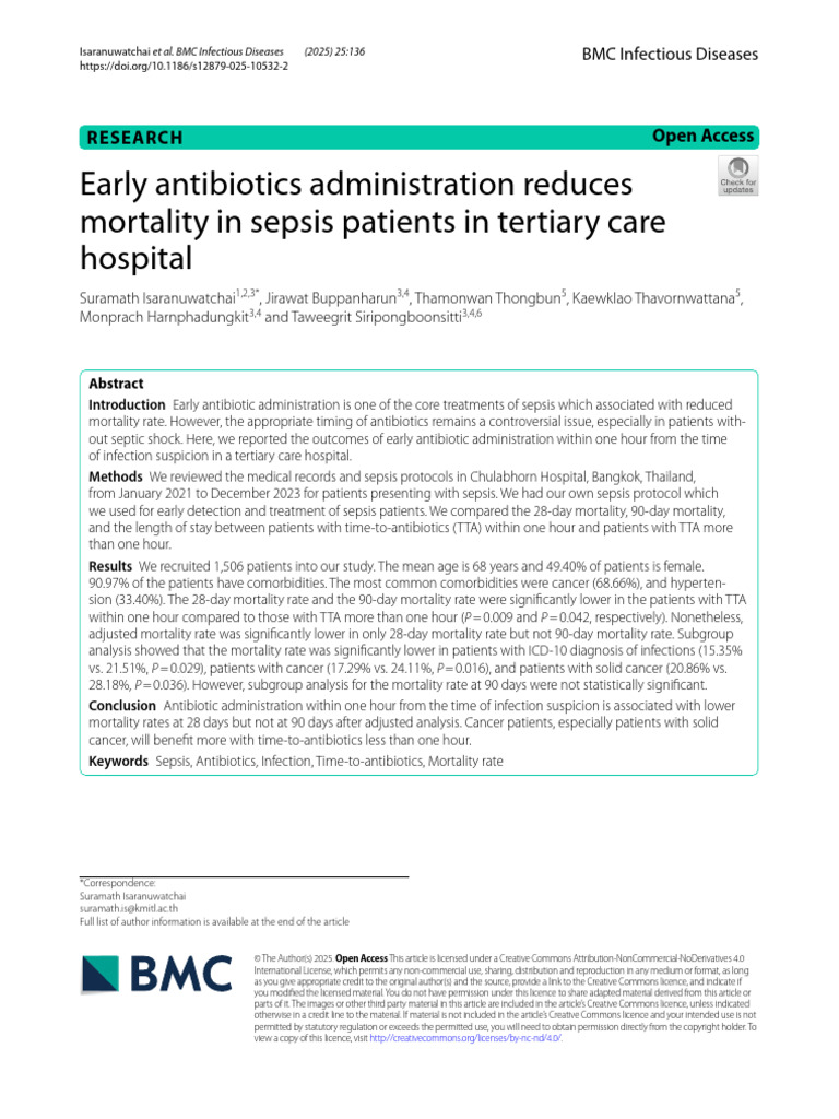 Early Antibiotics Cut Sepsis Mortality | PDF | Sepsis | Infection