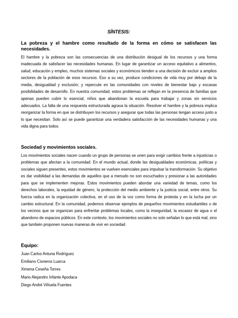 Pobreza y hambre: causas y soluciones sociales | PDF | Pobreza ...