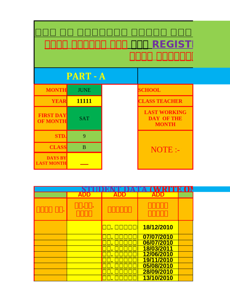 Class Regester For All | PDF