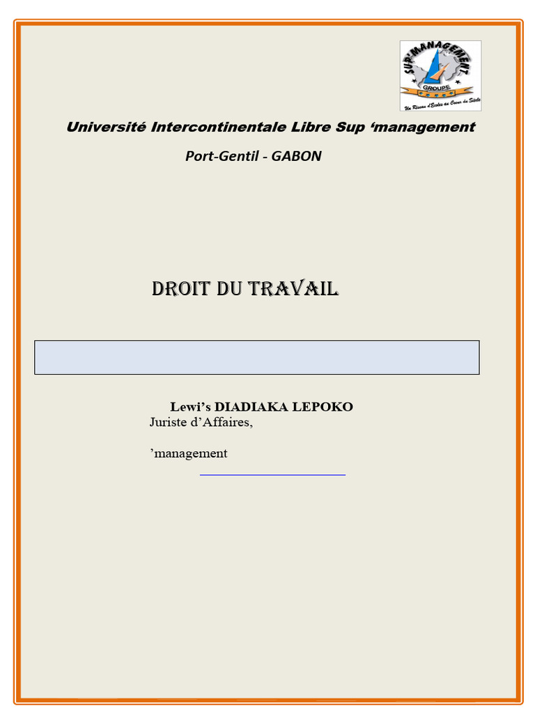 Cours de Droit du Travail L2 PDF | PDF | Traité | Loi