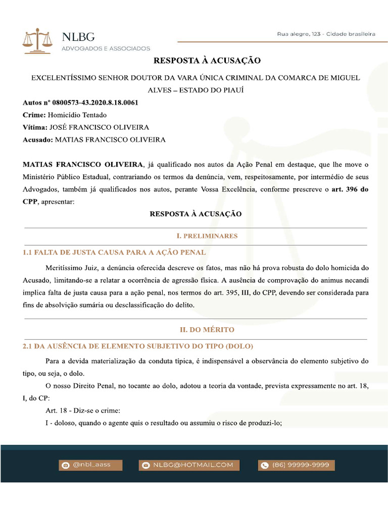 Resposta À Acusação | PDF