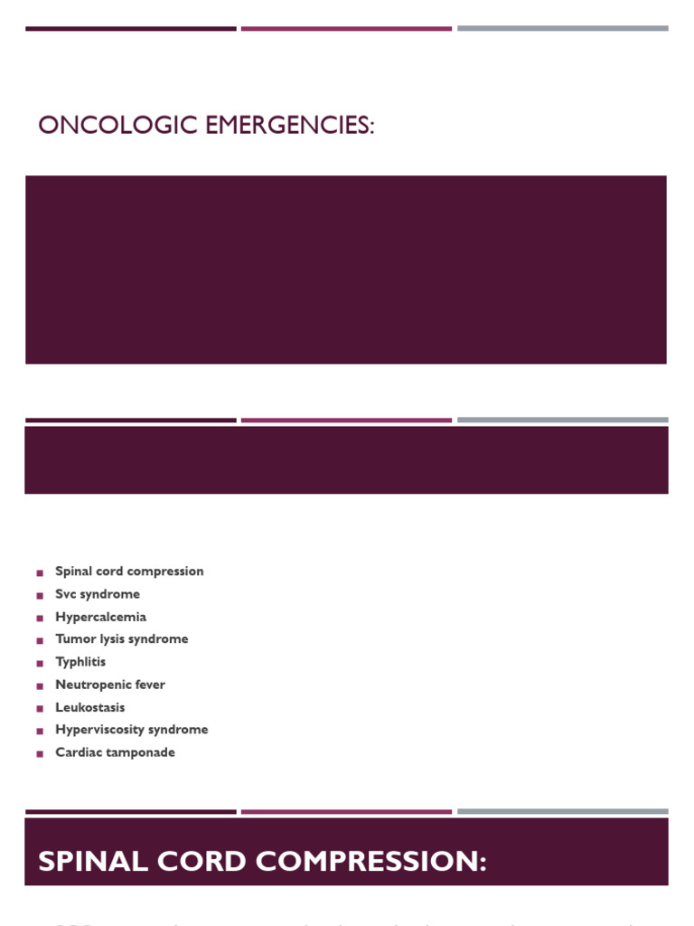 Oncologic Emergencies Overview | PDF | Cancer | Back Pain