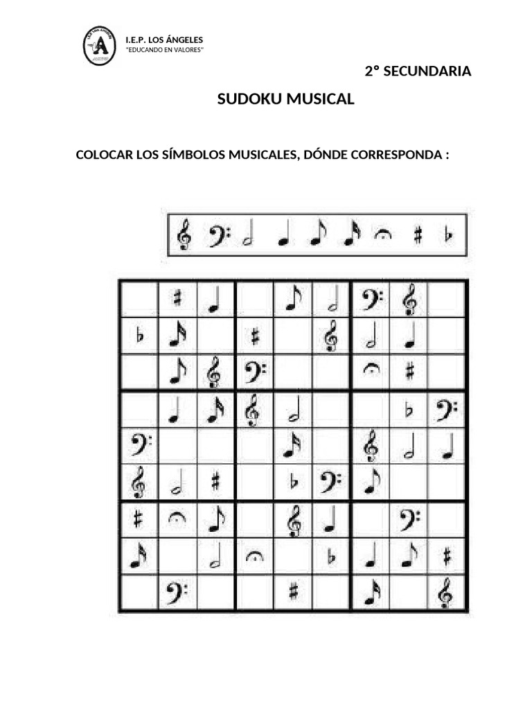 Sudoku Musical - 4º Sec. | PDF