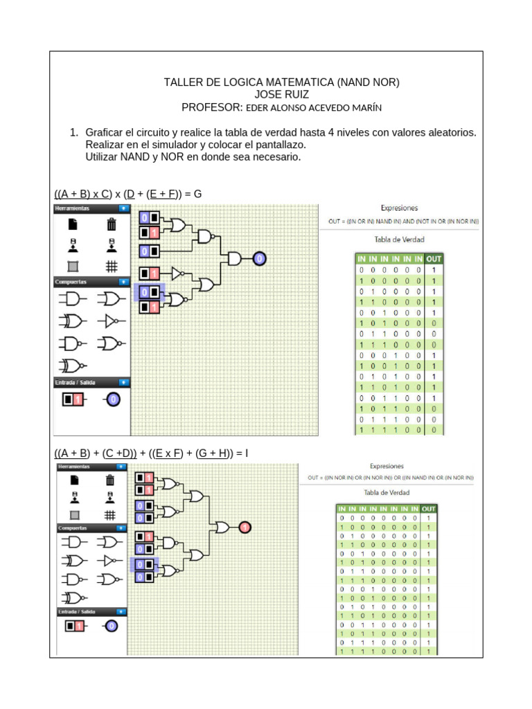 Taller de Lógica Matemática: NAND y NOR | PDF