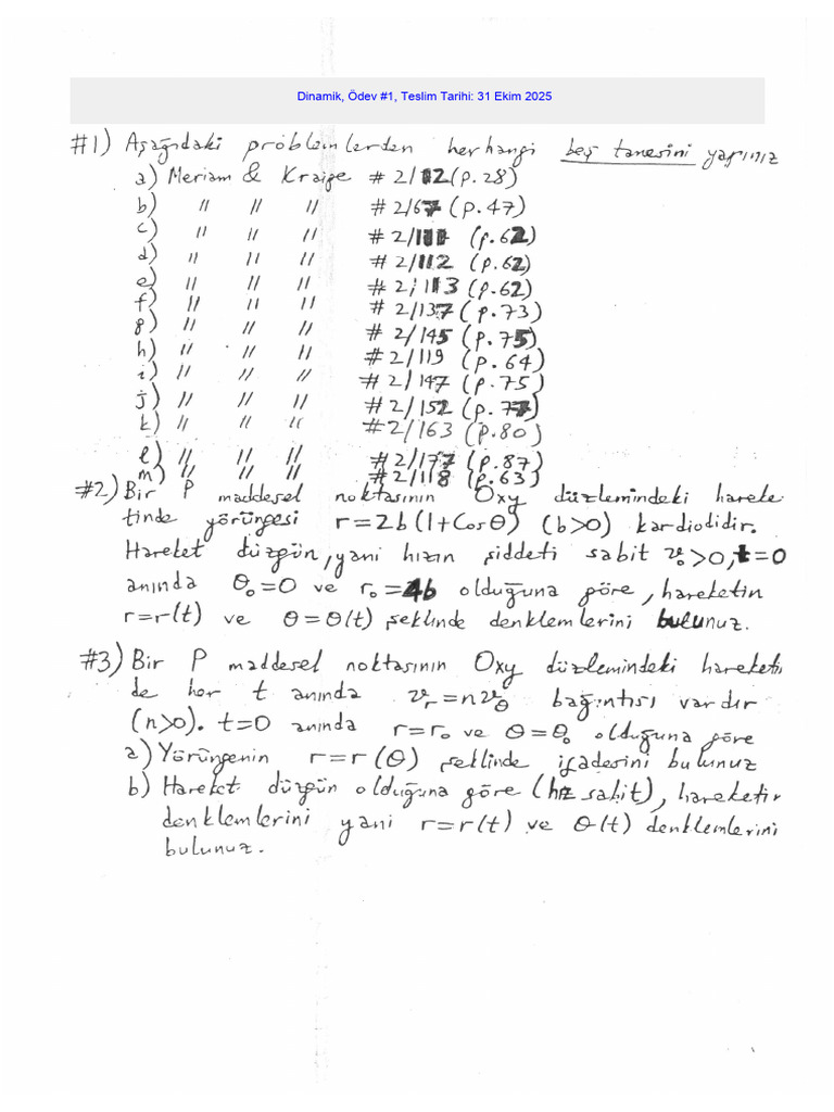 Dinamik Odev 1 2025 SON | PDF